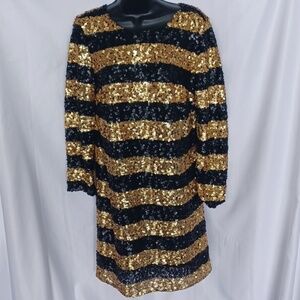 Striped GAP Sequin Embellished Long Sleeve Shift Dress (NWT)
